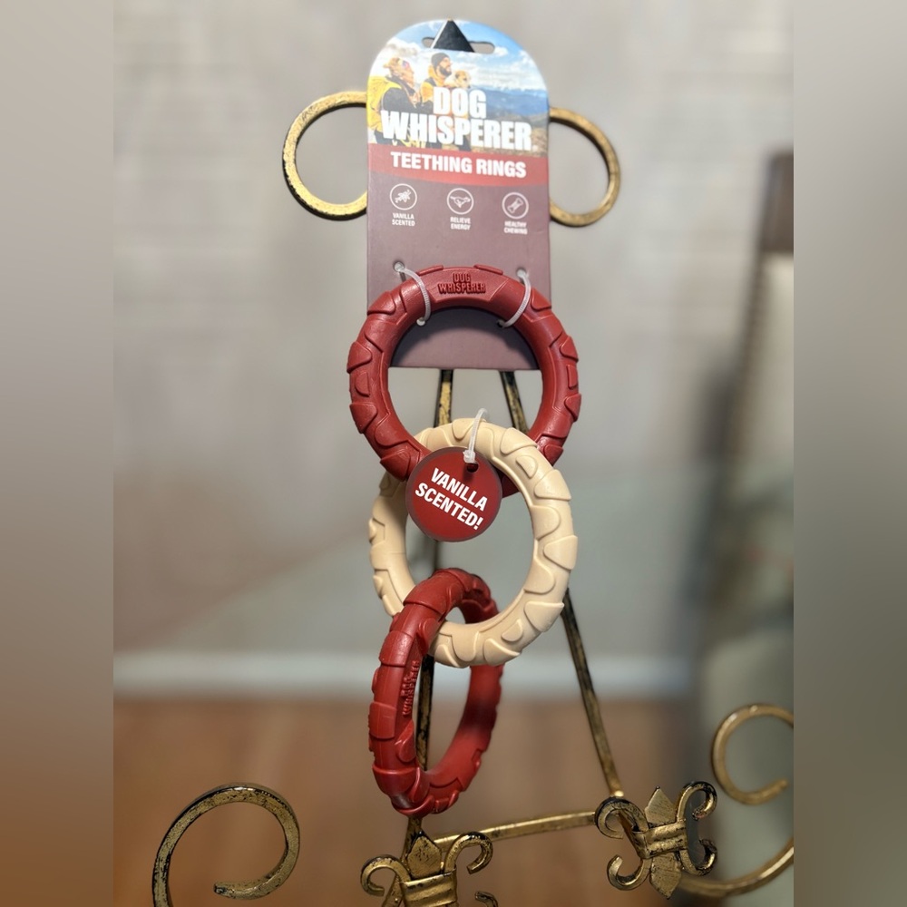 Dog Whisperer Teething Rings Vanilla Scented Red   & Beige NEW!!!